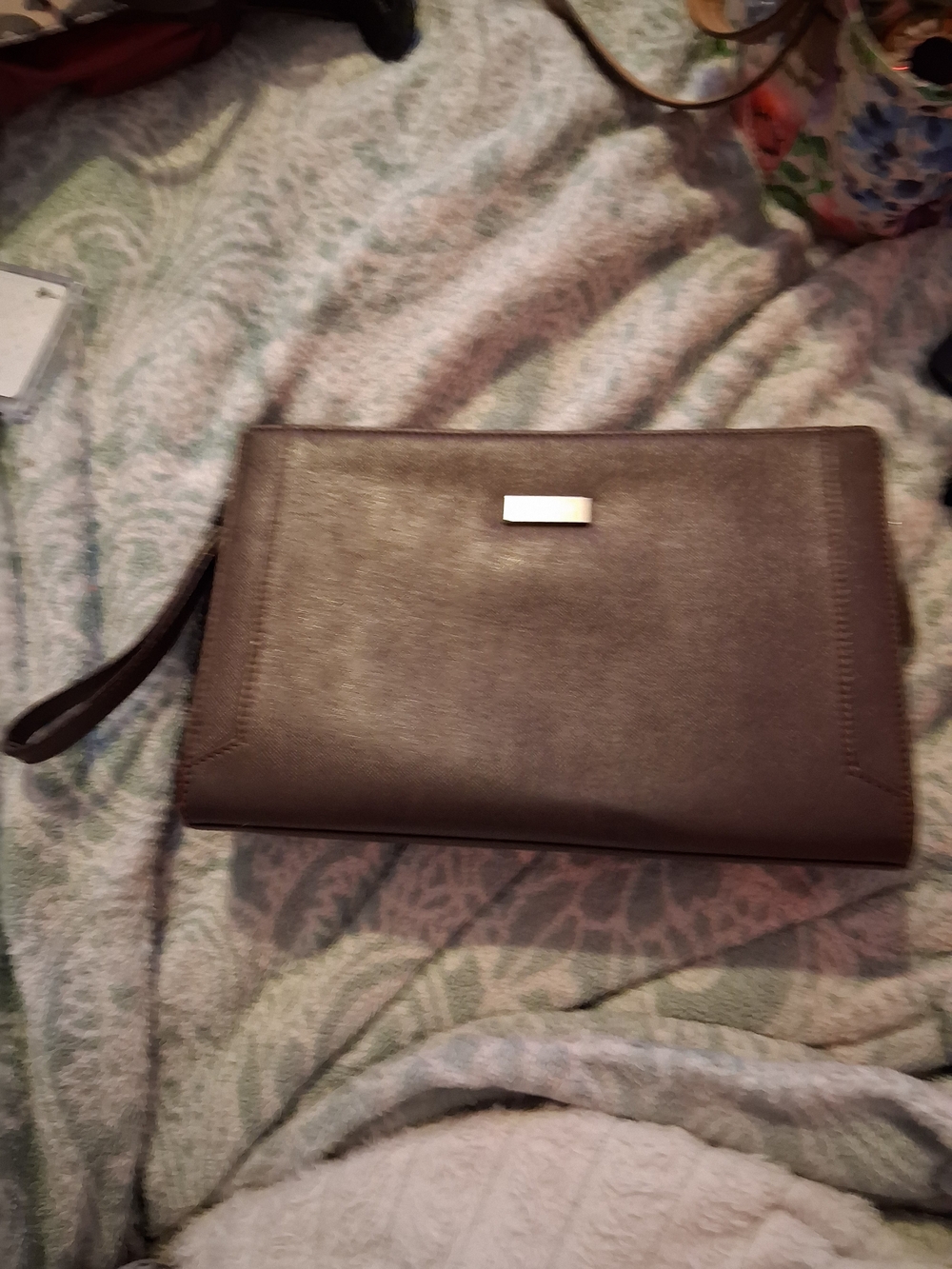 Men's Burberry Brown Leather Wristlet Clutch